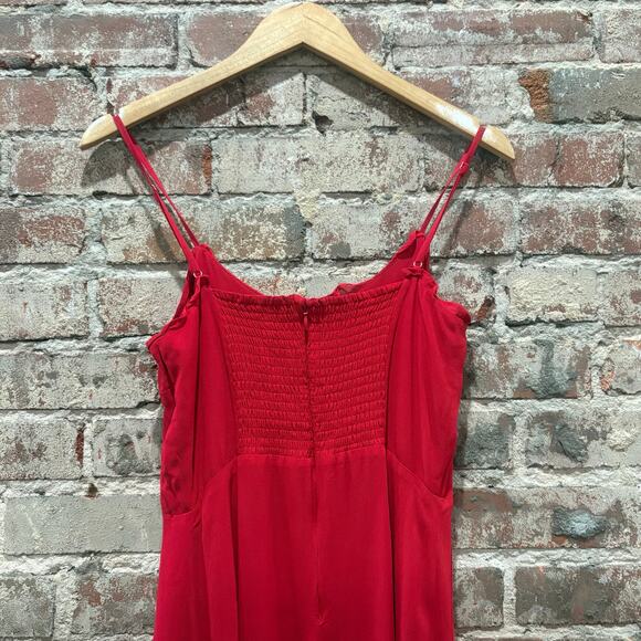Reformation Cassandra Cherry Red Midi Ruffle Dress Size 8 - Picture 10 of 13